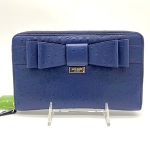 Kate Spade New York Charm City Ostrich Print  Leather Zip Travel Wallet~Vintage